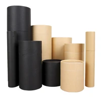10pcs lot black kraft cardboard tube for perfume bottles pencil boxs small gift container with lid can customized