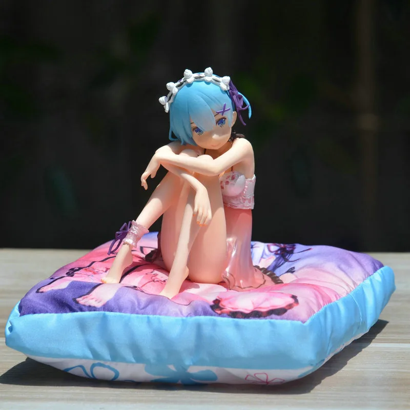 

Japanese Anime16Cm Rem with Cushion Another World From Scratch Ornaments Anime Figure Peripheral Collectibles Movable Model Gift