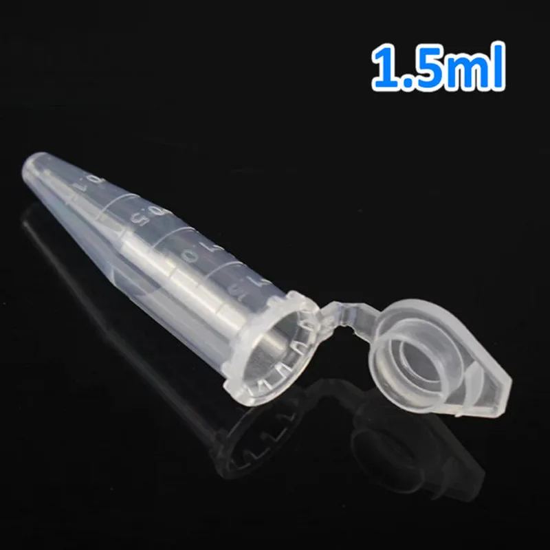 

500Pcs/Lot 1.5ml Affordable Laboratory Clear Mark Printed V-shape Scaled Plastic Centrifuge Tube