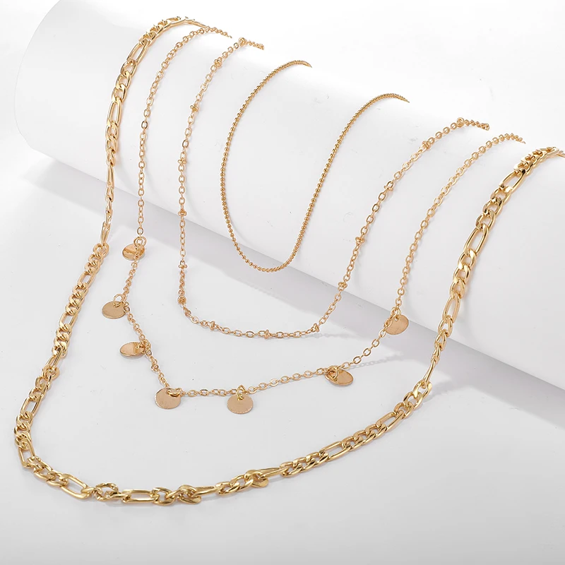 Tocona Elegance многослойное золотое ожерелье с подвеской для женщин модная вафельная