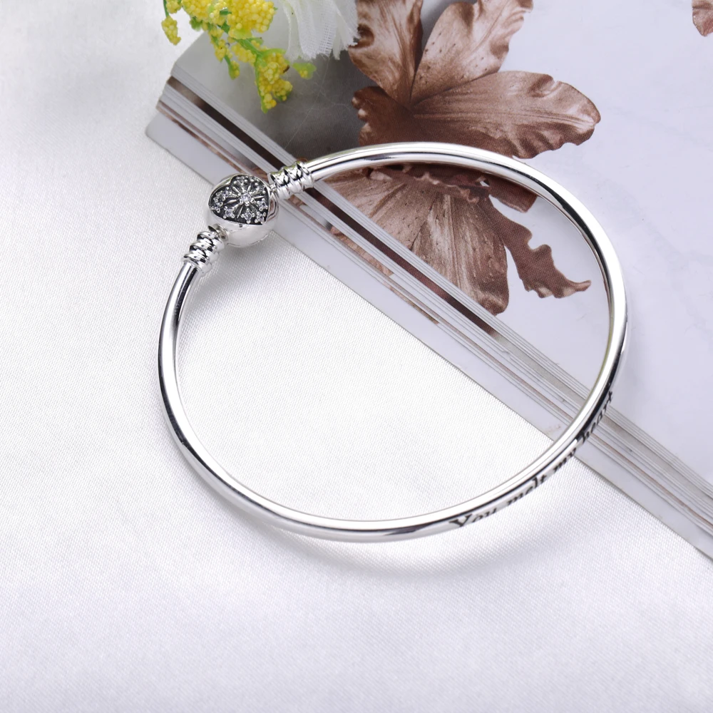 Moonmory подлинное серебро 925 пробы сердце зимы Снежинка застежка для браслета