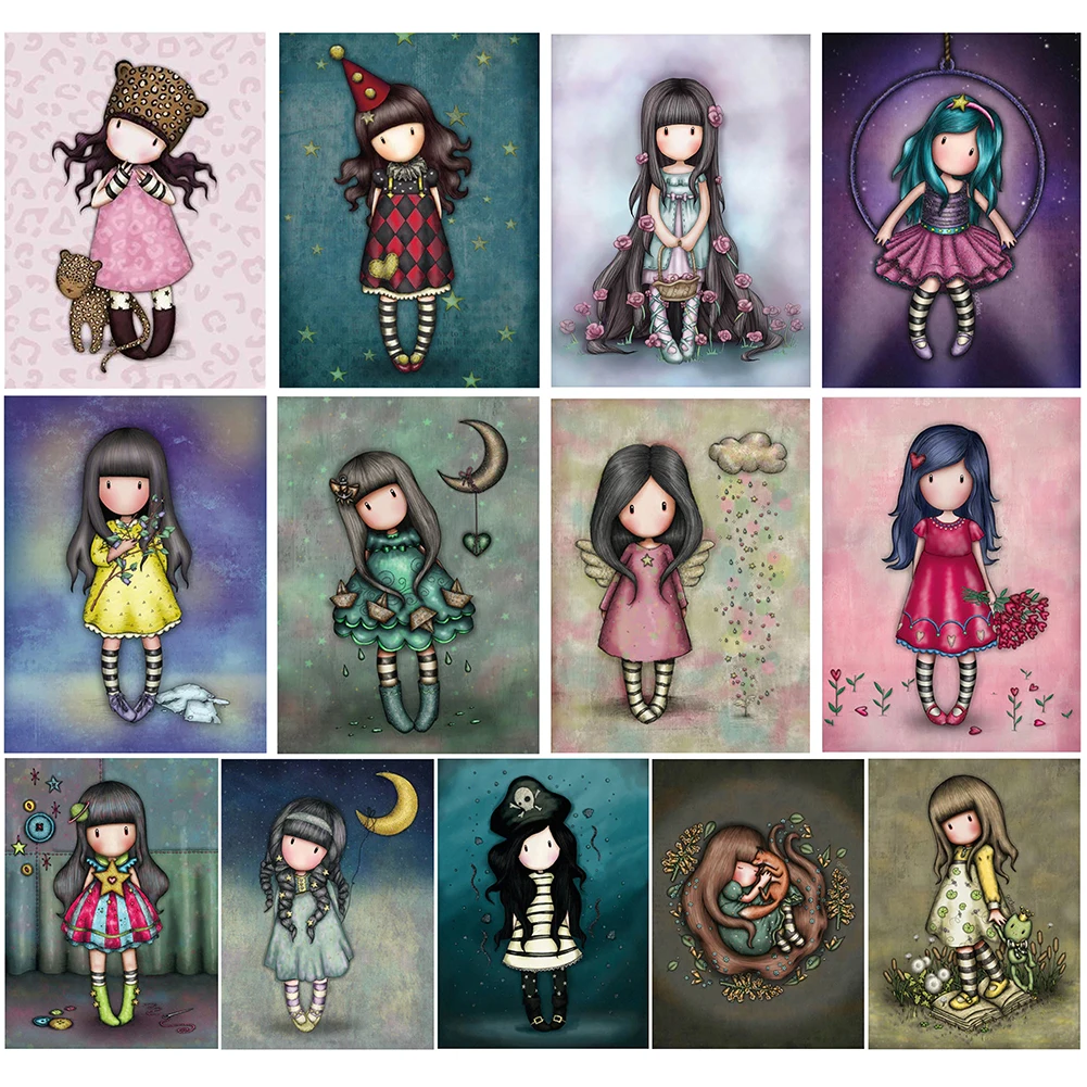 Штампованная вышивка крестиком DIY кукла напечатана на холсте вышивальные наборы