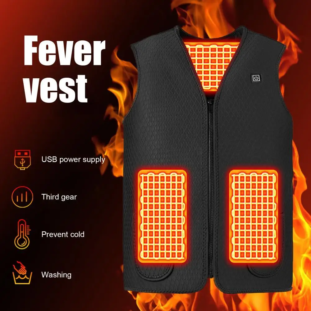 

Comfortable to Wear Useful Windproof Winter Heating Jacket Firm Hemming Heating Vest Zipper Closure Thermal Clothing