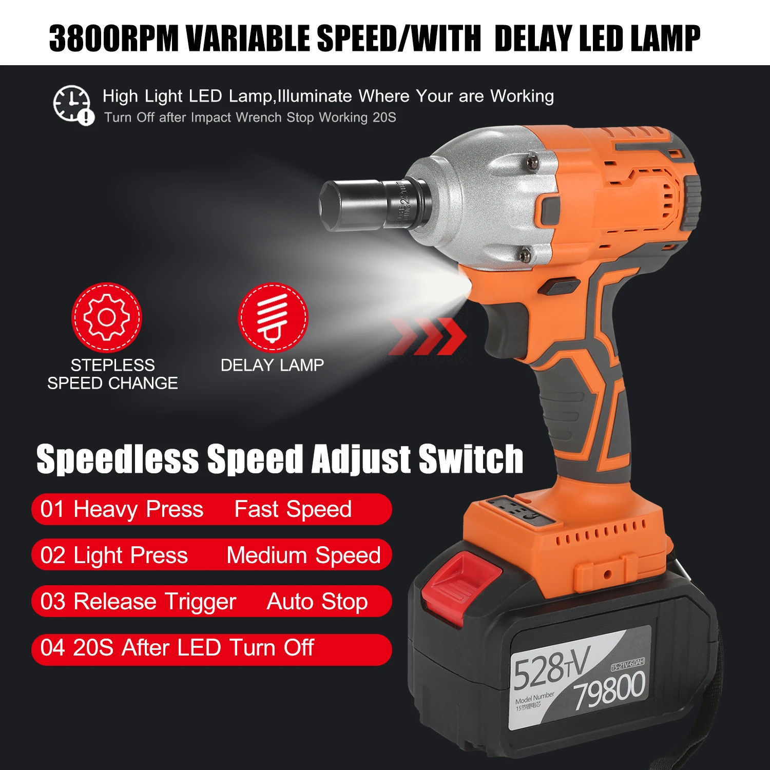 Фонарь ударный электрический бесщеточный с регулировкой скорости и коробкой Нм |