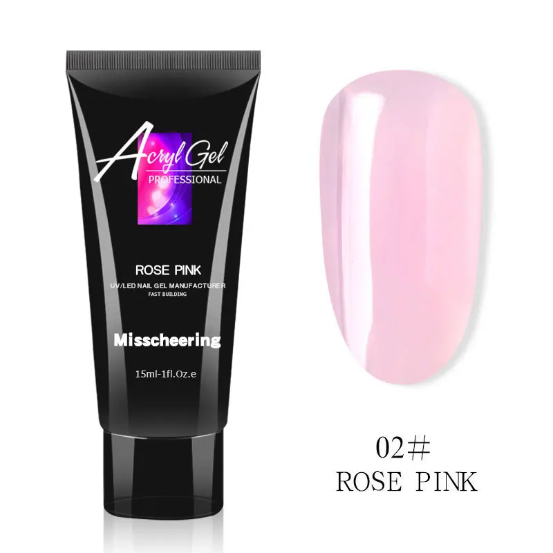 

1PC Rose Pink Nail Acrylic Gel 15g Nail Design Builder Nail Gel Acrylic Transparent Crystal Nail Extend Jelly Gel Polish
