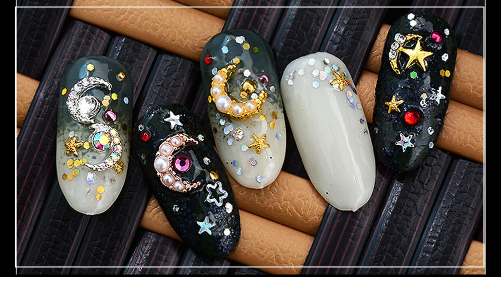

100pcs nail Pearl Jewelry Decoration Nails Art Glitter Rhinestone Nail Art 3D Crystal Rhinestone medium gold stars For Manicure