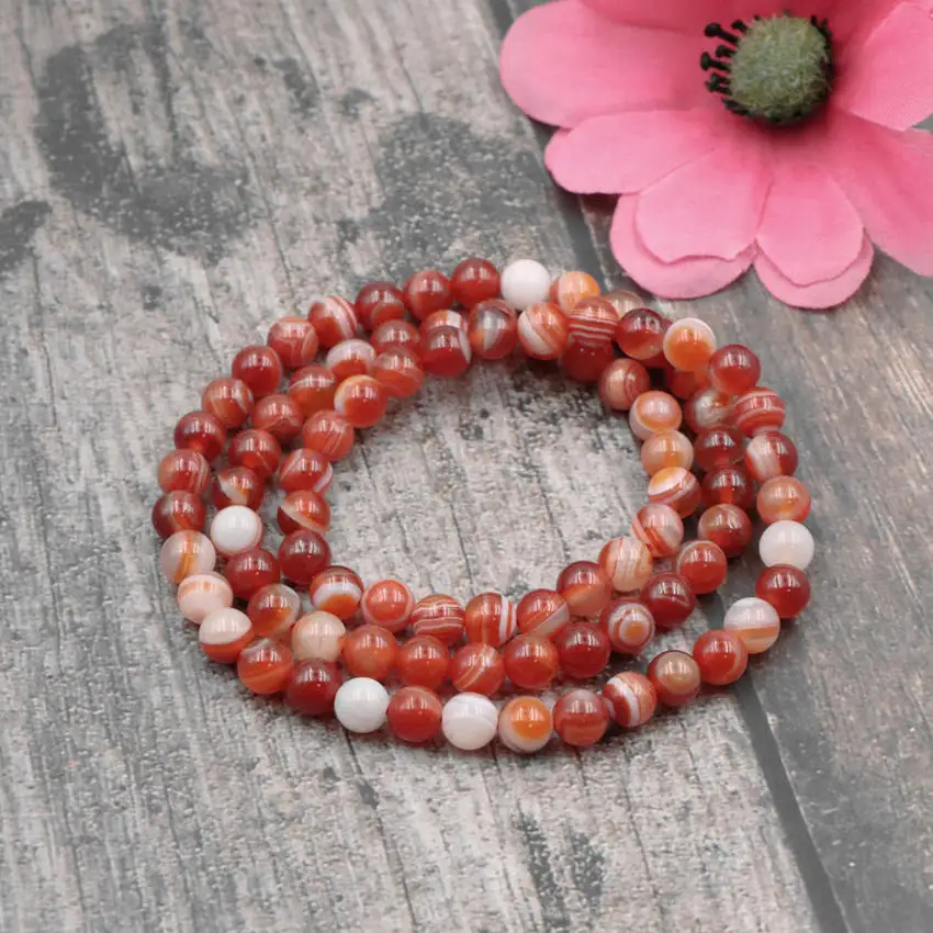 Амулеты 3 слоя браслет из бисера натуральные красные вены агатовый Камень