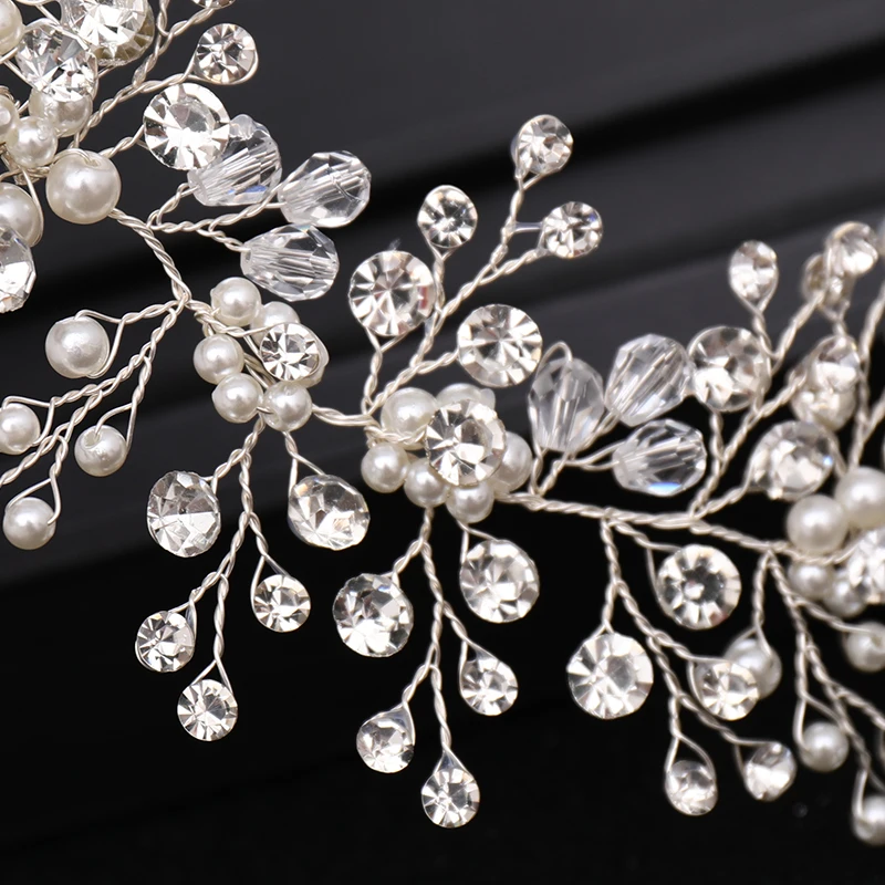 Тиара серебряного цвета с жемчугом и кристаллами свадебные аксессуары для волос