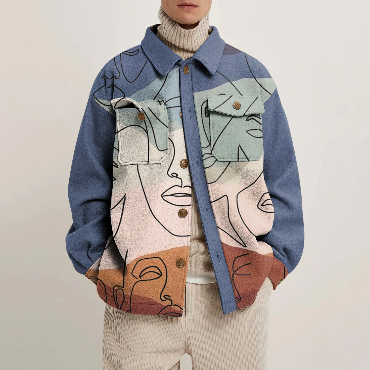 Хипстерская Мужская рубашка с отложным воротником Осень-зима 2021 модная плотная