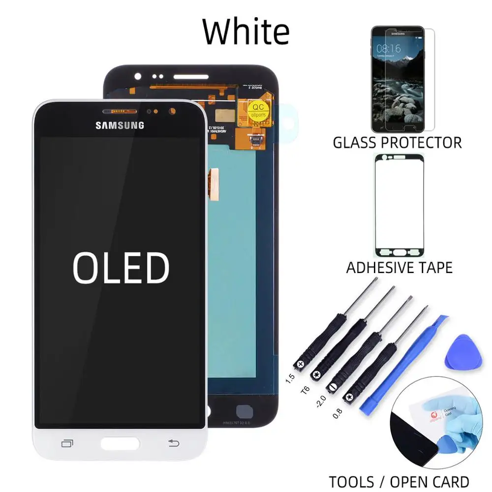 OLED White AMOLED Дисплей для SAMSUNG J3 J320 LCD в сборе с тачскрином 5.0'' черный белый золотой - Цвет: OLED White