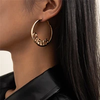 europe and america female stud jewelry fashion trendy english letter carms earrings exaggerated circle geometric design earrings