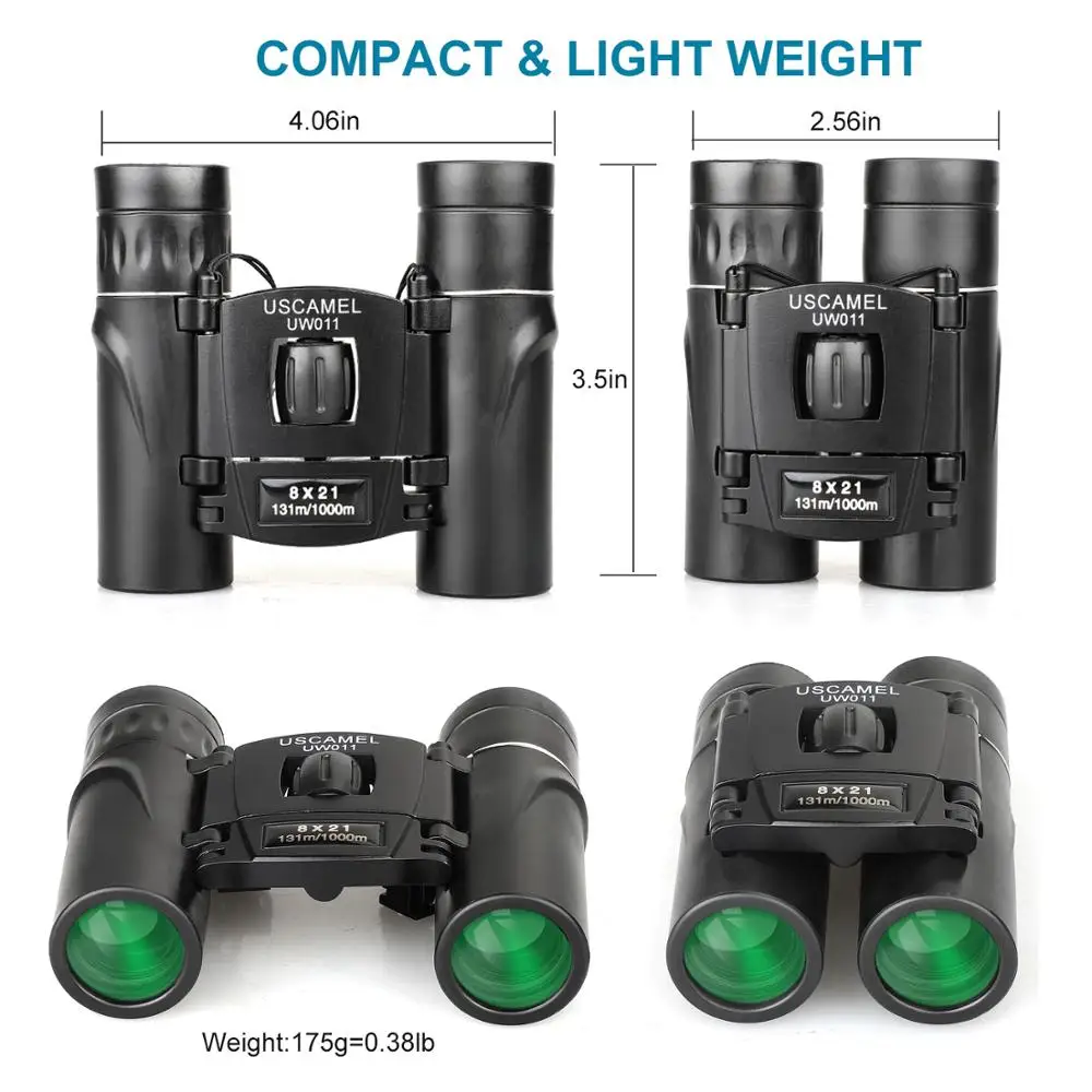 Uscamel 8 x 21 компактный зум бинокль большой дальности 3000 м складной HD мощный мини