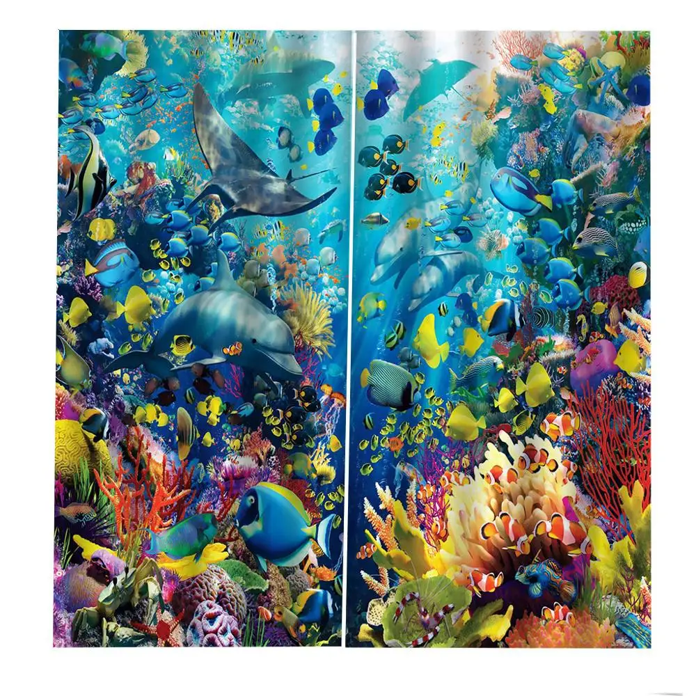 Синий океан занавеска s детская Спальня 3D занавес окна Роскошная гостиная