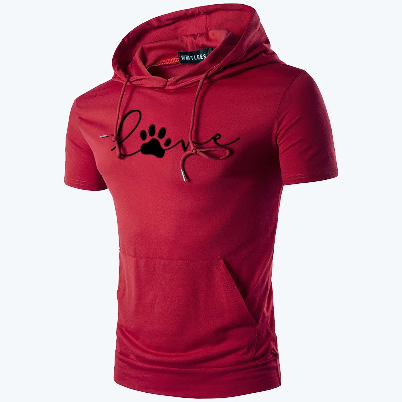

Летняя мужская футболка с капюшоном с принтом кошки, дышащая повседневная спортивная модная трендовая футболка для фитнеса, мужские футболки
