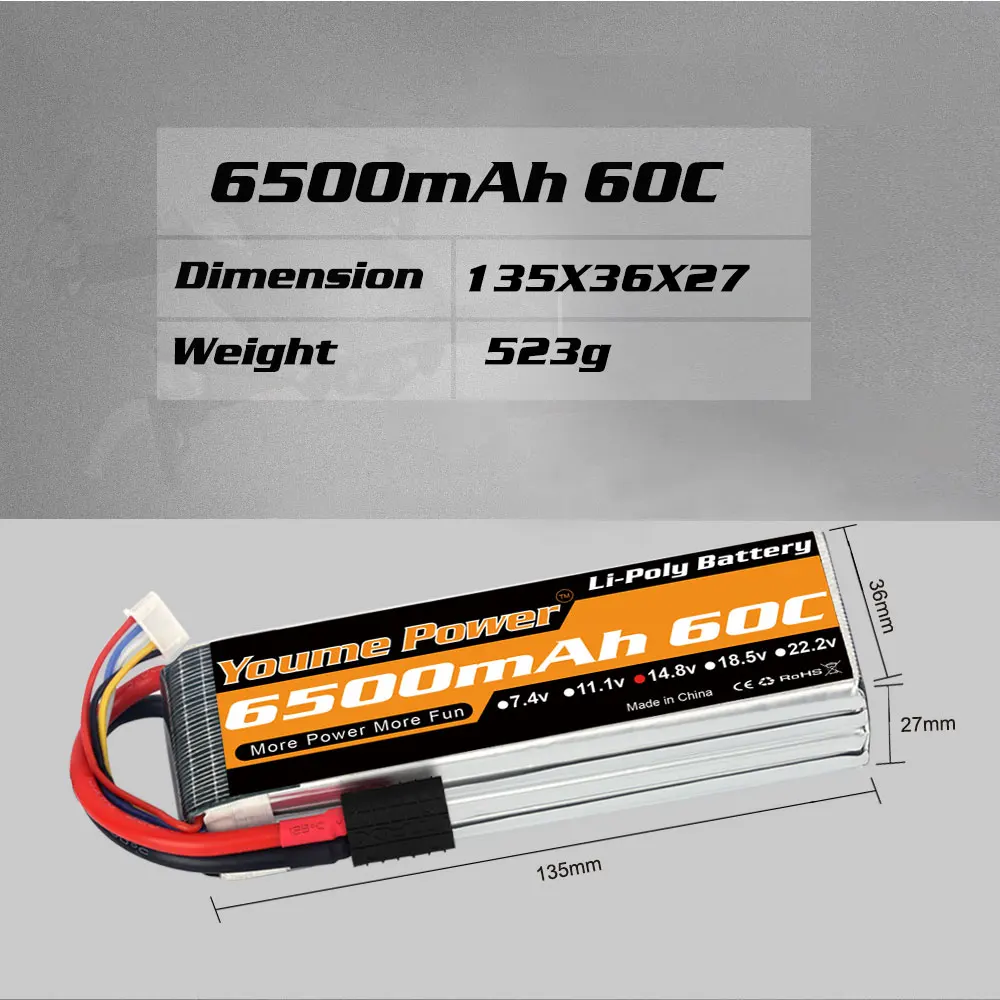 2 шт youme lipo аккумулятор 148 в 6500 мач rc lipo 60c с