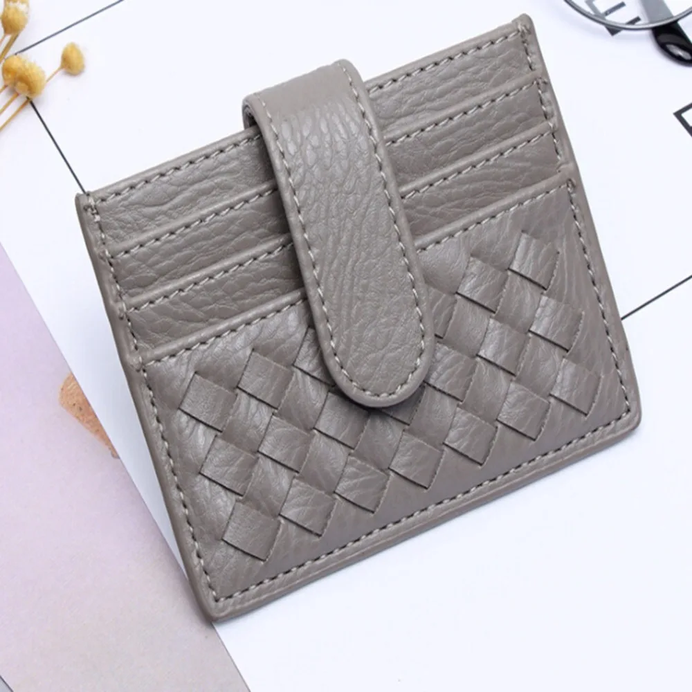 Держатель для карт из искусственной кожи тонкий тканый чехол сумка женщин