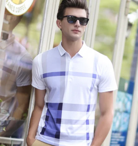 ZOGAA летние мужские рубашки поло с коротким рукавом хлопковые в клетку деловые