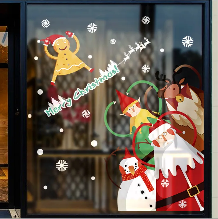Съемные рождественские наклейки на стену окна спальни гостиной стеклянные двери
