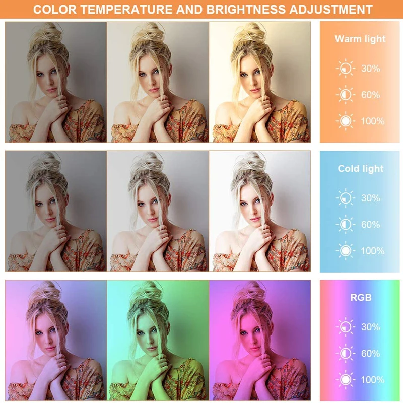 Кольцевой LED-светильник для фотостудии 26 цветов RGB с подставкой телефона и
