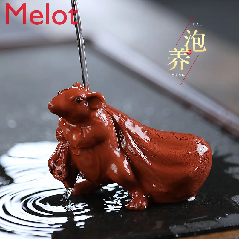 

Yixing Purple Sand Tea Pet Decoration Cool Creative Tea Ceremony Accessories Rat Year Mouse Tea Pet Supportable decor