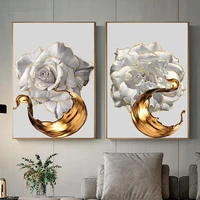 modern art light luxury golden flower canvas paintings hd print posters and prints living room bedroom hotel decorative painting