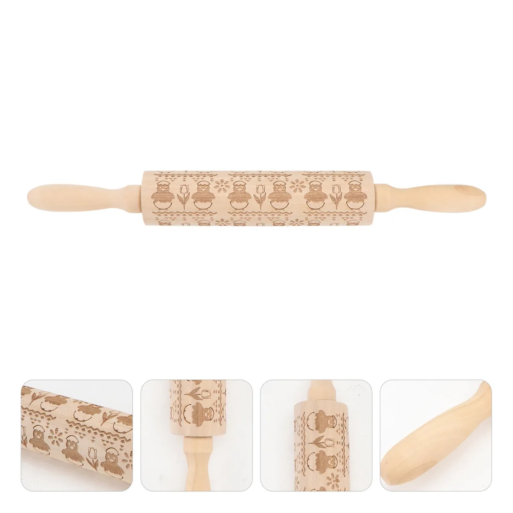 

1Pc Wooden Rolling Pin Easter Party Rolling Pin Festival Cooking Tool (Khaki)