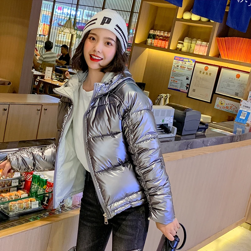 Новая зимняя Глянцевая парка женское водонепроницаемое пальто куртка с