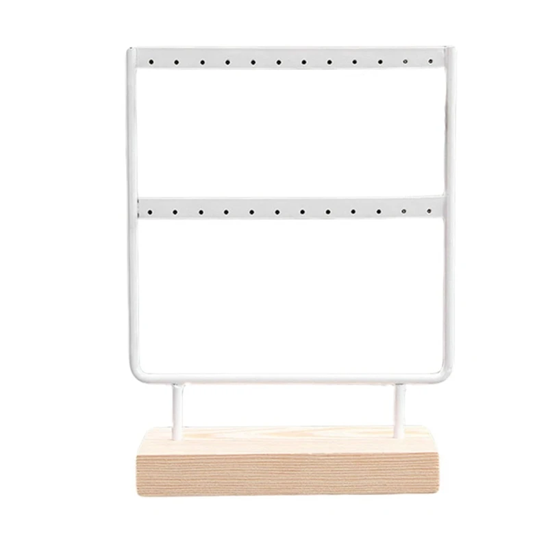 

Earrings Presenting Rack Wooden Base Metal Ear Studs Pendant Jewelry Holder Display Stand Organizer