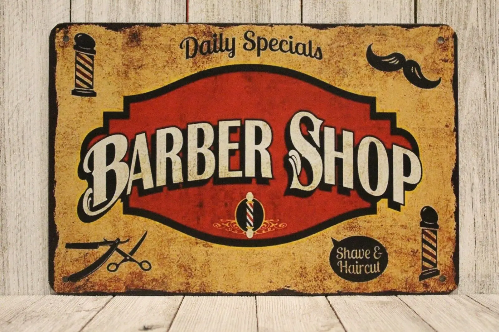 

Barber Shop Tin Sign Barbershop Shaving Mens Haircut Vintage Decoration Tin Sign Shabby Chic Home Decor Wall Art Man Cave
