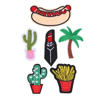 100pcslot embroidery patch lip stick coconut cactus clothing decoration backpack sewing accessory iron heat transfer applique