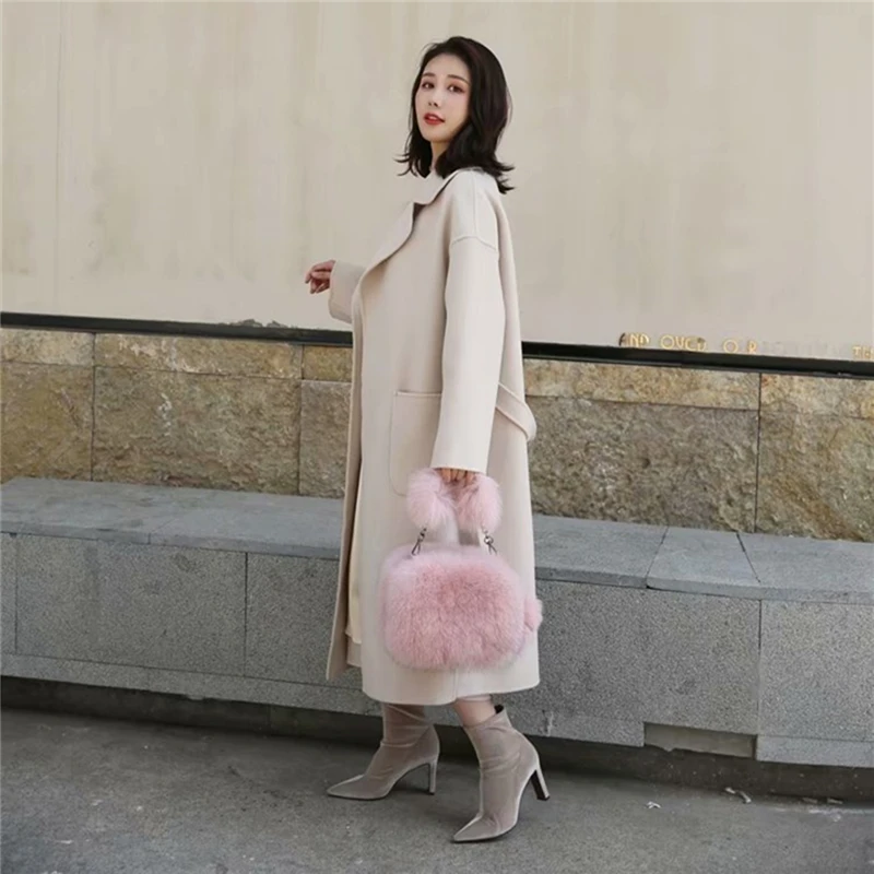 IANLAN Женская импортная сумка из натурального меха лисы сумки через плечо