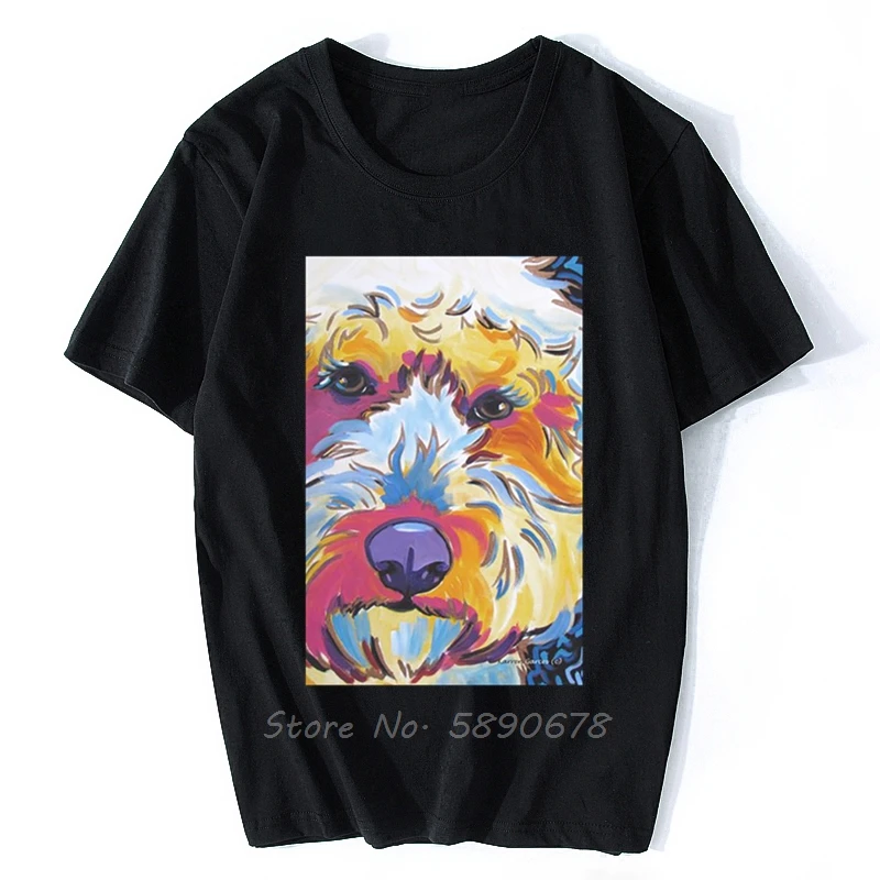 Goldendoodle или Labradoodle поп арт портрет Собаки Футболка с животными Для мужчин