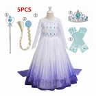 Платье для девочек на Хэллоуин, Детский костюм для косплея, белое платье принцессы с длинным рукавом, перчатки с короной, новогодний подарок для детей