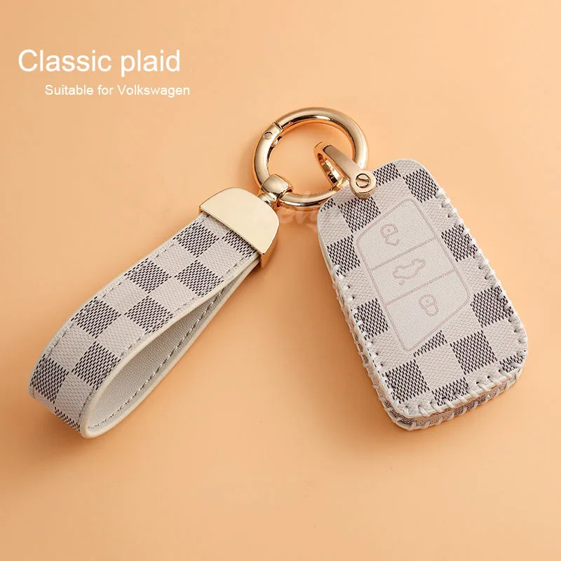 

Leather Car Remote Key Cover Case For Volkswagen VW Magotan Passat B8 Golf For Skoda Superb A7 Keychain Auto Accessories
