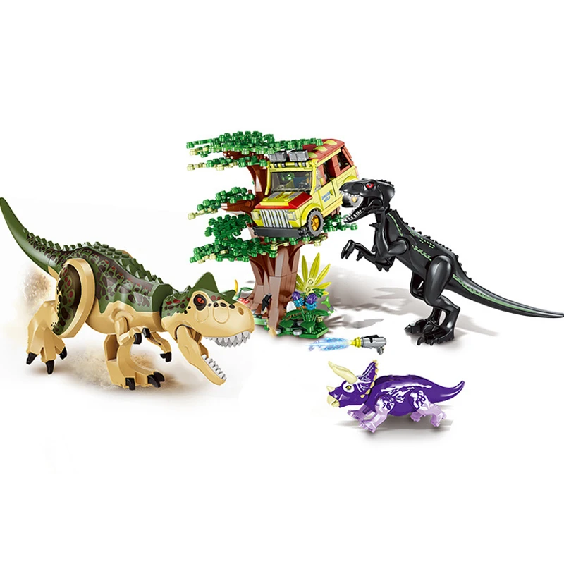 Jurassic Dinosaur World Set Building Blocks Mechanical T-rex Indominus Rex Dino Park With ATV Car Figures Block Bricks Toys Gift | Игрушки и