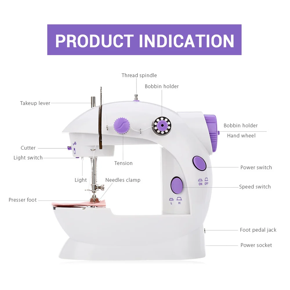Портативные Швейные машины с двойной нитью многофункциональная Европейская