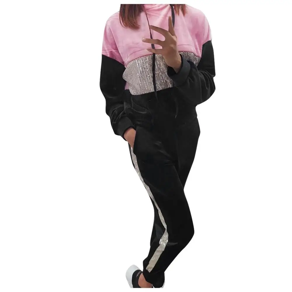 Женский Повседневный Спортивный костюм из двух предметов модный свитшота и брюк