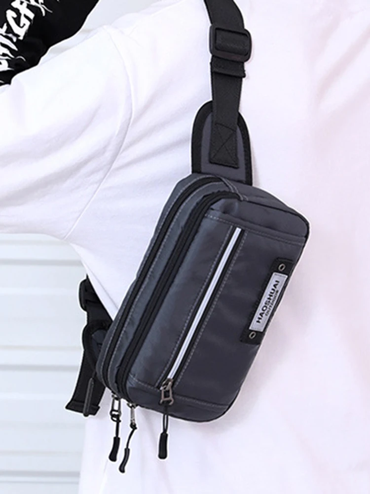 

Men Nylon Belt Fanny Pack Pouch Military Multi-Pocket New Stylish Male Single Cross body Chest Pack Waist Hip Bum Bags