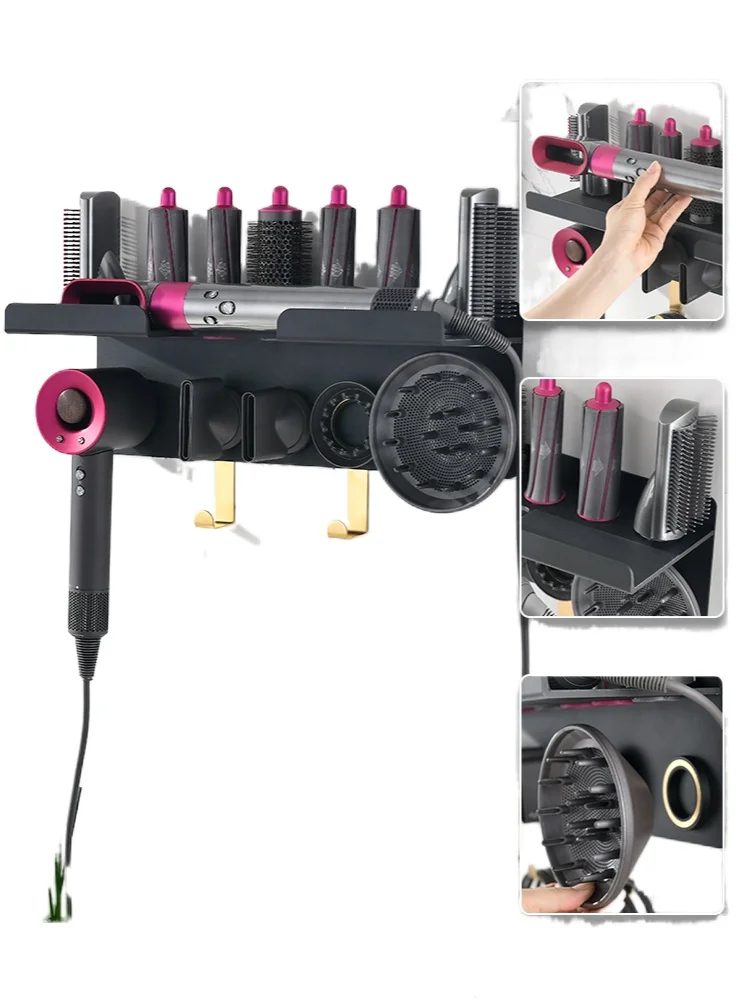 Hair Dryer Bracket No Punching Hang Shelf Hair Dryer Storage Holder Wall-Mounted Shelf