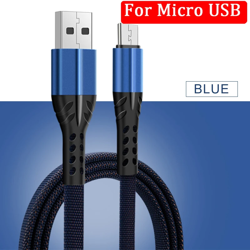 1 м USB кабель Mirco usb type C зарядное устройство для быстрой зарядки для Xiaomi Redmi Android мобильный телефон зарядный кабель для передачи данных Mirco usb type-C кабель - Цвет: For Micro Blue