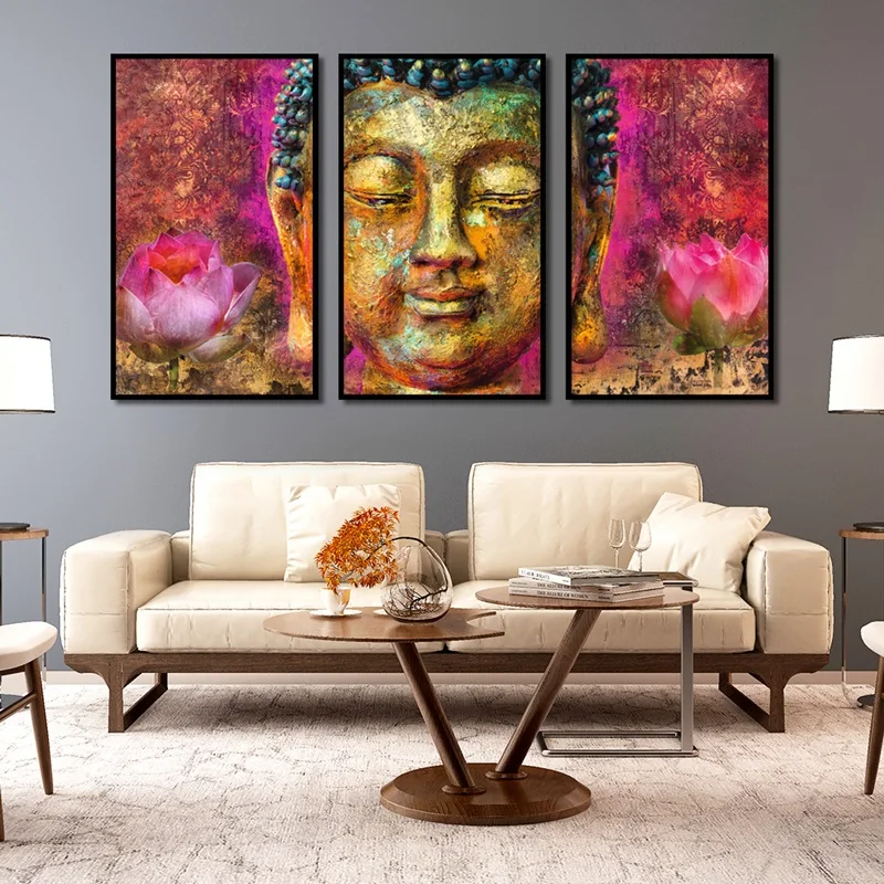 Современный постер Будды Картина на холсте с принтом лотоса картина для коридора
