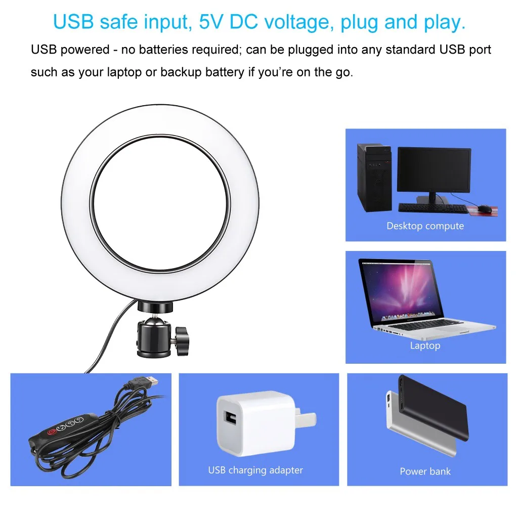 

6.2inch ring light with Tripod Stand Video Light Dimmable LED Selfie Ring Light Photography Light for Makeup Live Streaming#0530