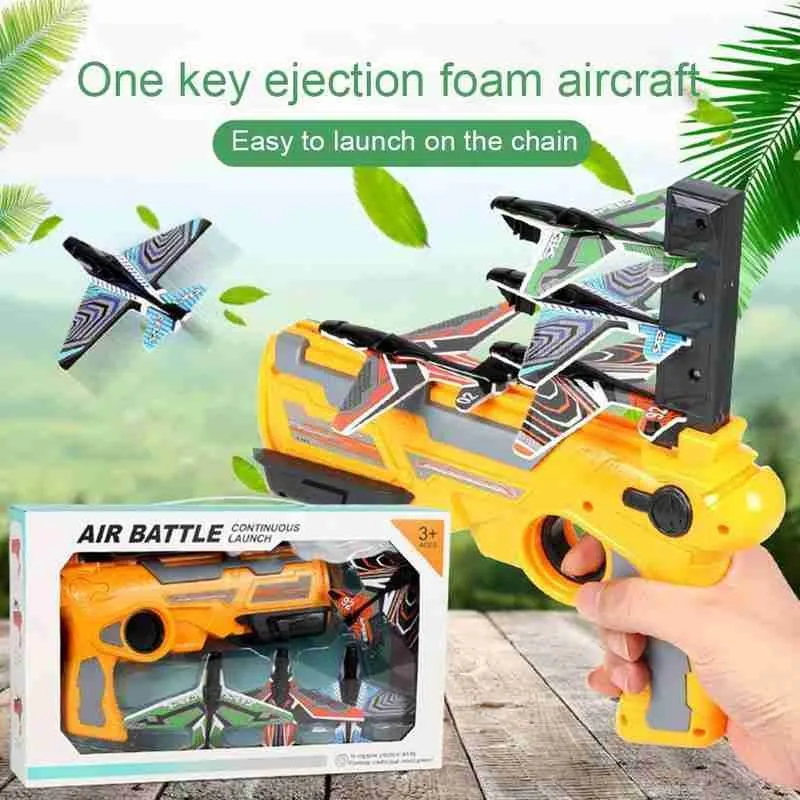 

Children's Outdoor Toy Foam Catapult Airplane Paper Bird Educational Boy Hand Throwing Swivel Pistol Launcher Glider Model Gift