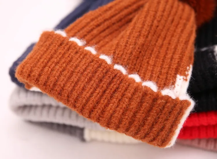 Новинка женская зимняя вязаная шапка с помпоном из лисьего меха|Мужская Skullies &