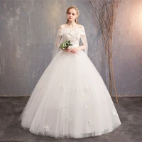 white wedding dress boat neck fashion embroidery lace up short sleeves plus size wedding gowns for women vestidos de novia g164
