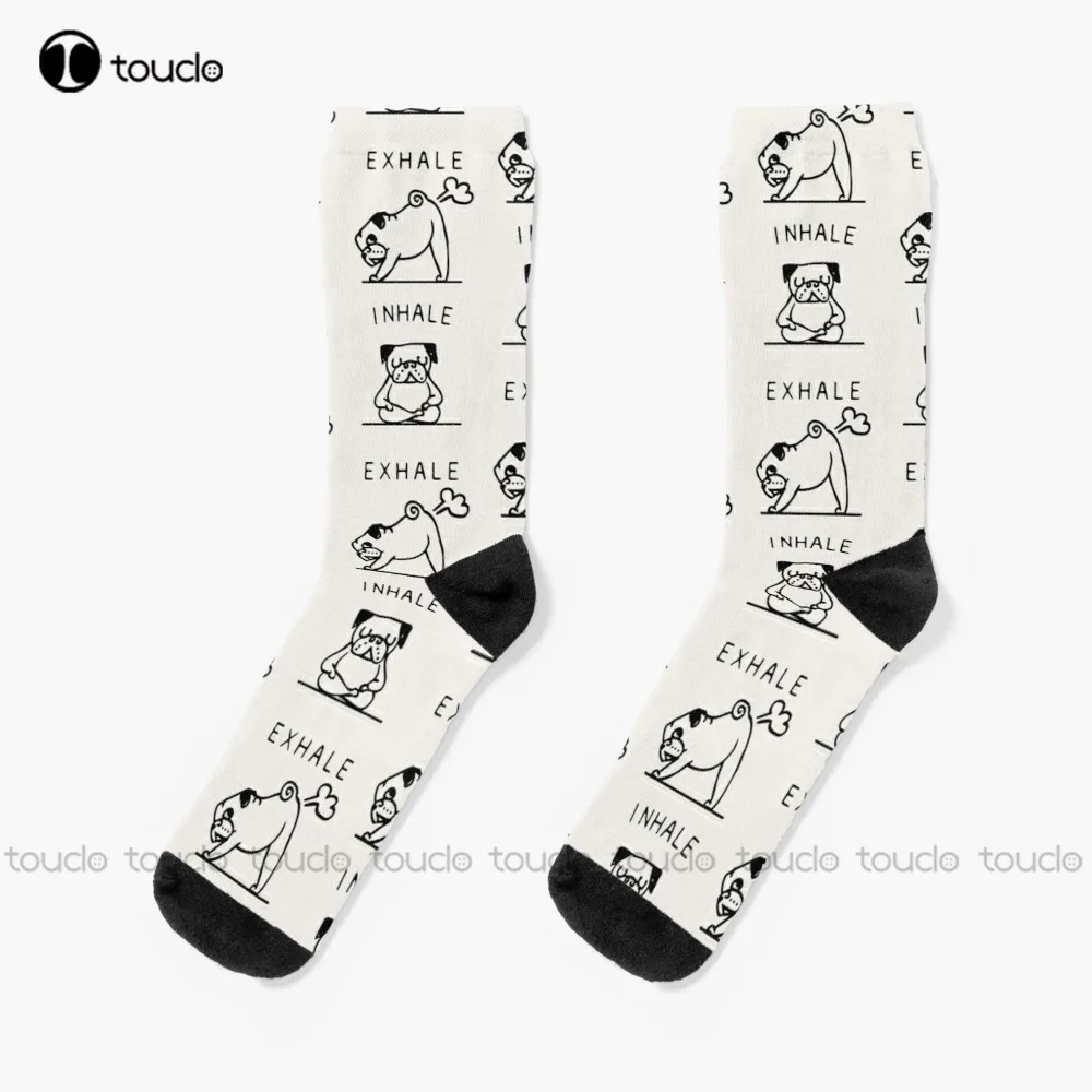 

Inhale Exhale Pug Socks Thin Socks Men Christmas New Year Gift Custom Gift Unisex Adult Teen Youth Socks 360° Digital Print Sock