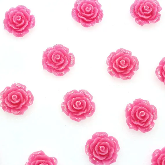 30 шт ярко-розовый Кабошон 18 мм цветок украшение плоская задняя часть ювелирных