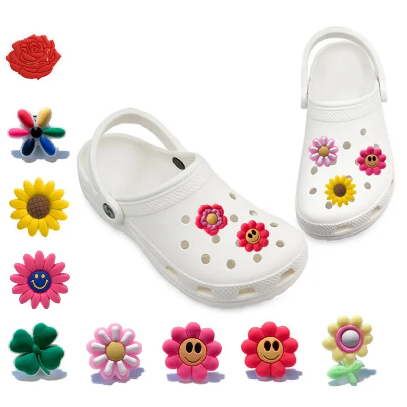 1 шт. милые цветы ПВХ обуви шармы украшения подходят браслеты Подсолнух розовые