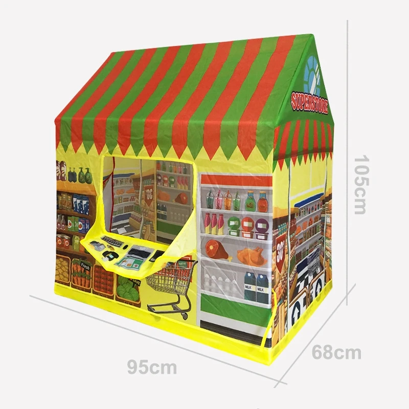 

Playhouse for Kids Indoor, Kids Play Tent Toys for Boys and Girls Children Clubhouse Tent with Roll-Up Door and Windows