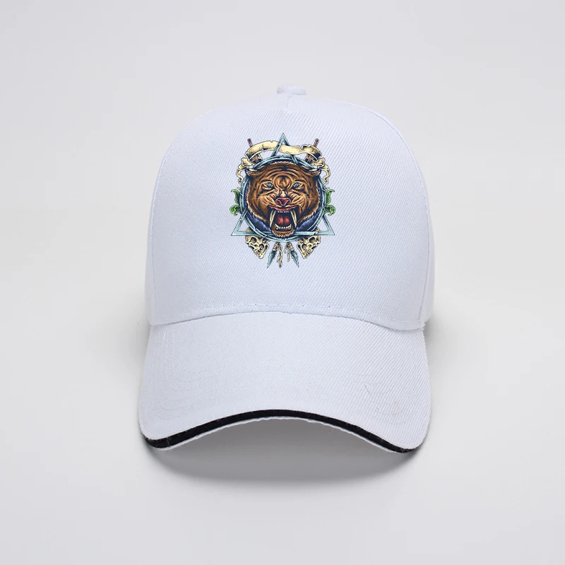 

Funny Courage Tiger Head Graphic Unisex Visor Baseball Cap Fisherman Hat Popular Running Visor Breathable Striped Elastic Hat